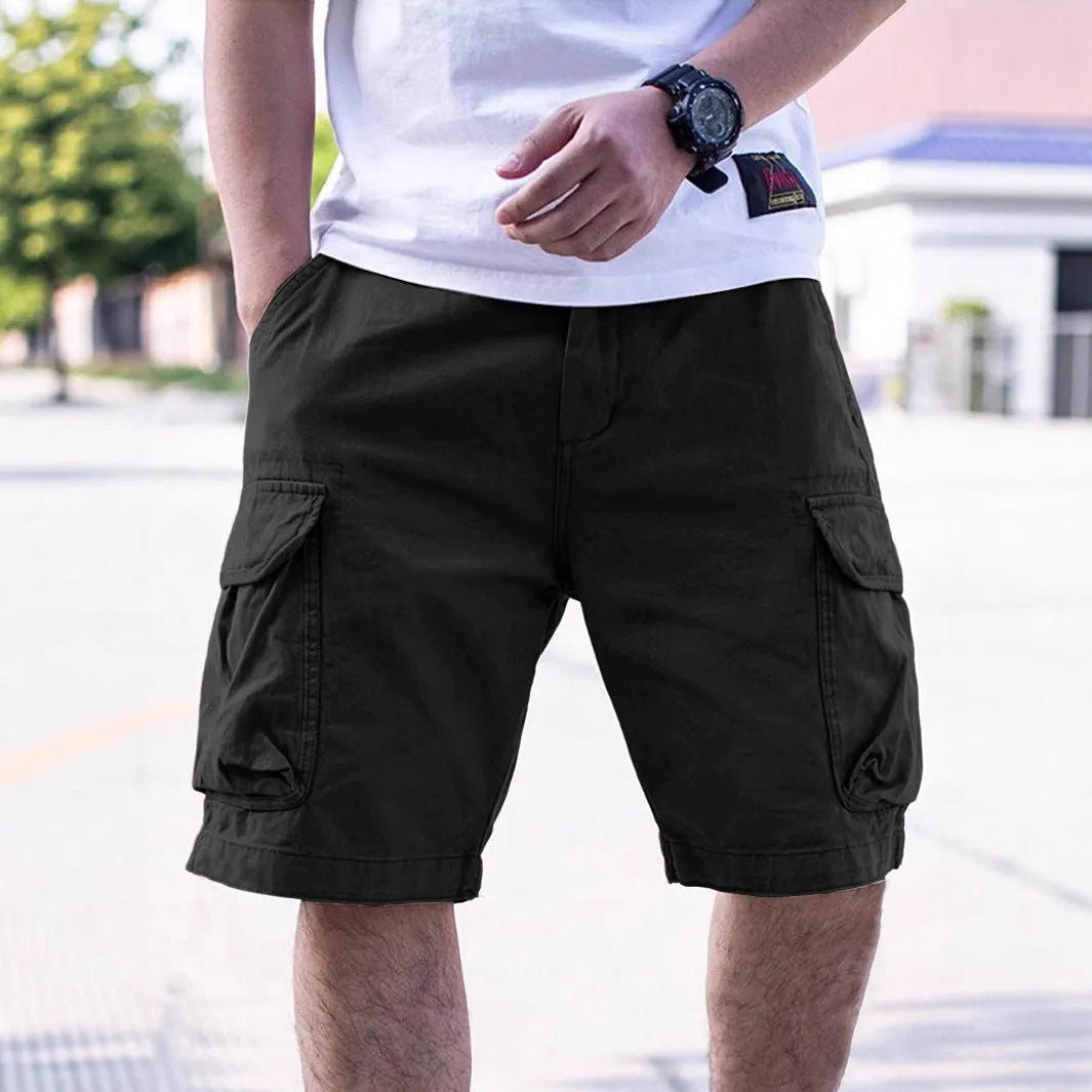 Men's loose fit cotton blend work shorts in Army Green colour for summer wear