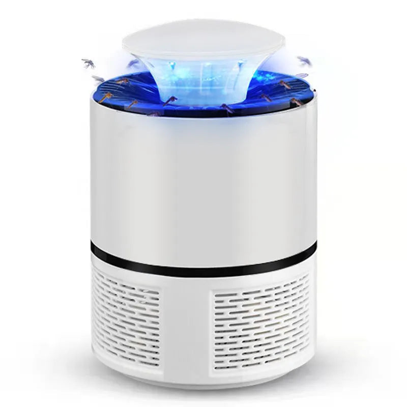 Black or white USB photocatalyst mosquito trap with UV lights, 19cm size, 94cm cable.