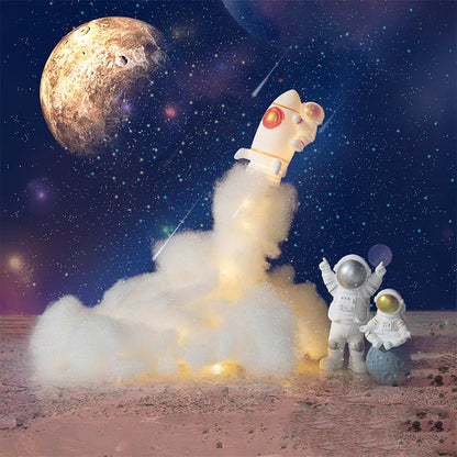 DIY astronaut rocket night light material kit with LED string lights for creative desktop decoration assembly