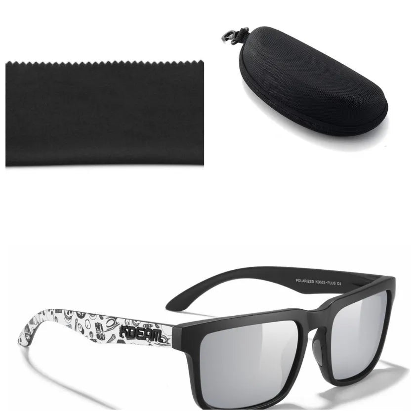 Square polarised sunglasses with TAC lenses and PC frames in multiple colour options.