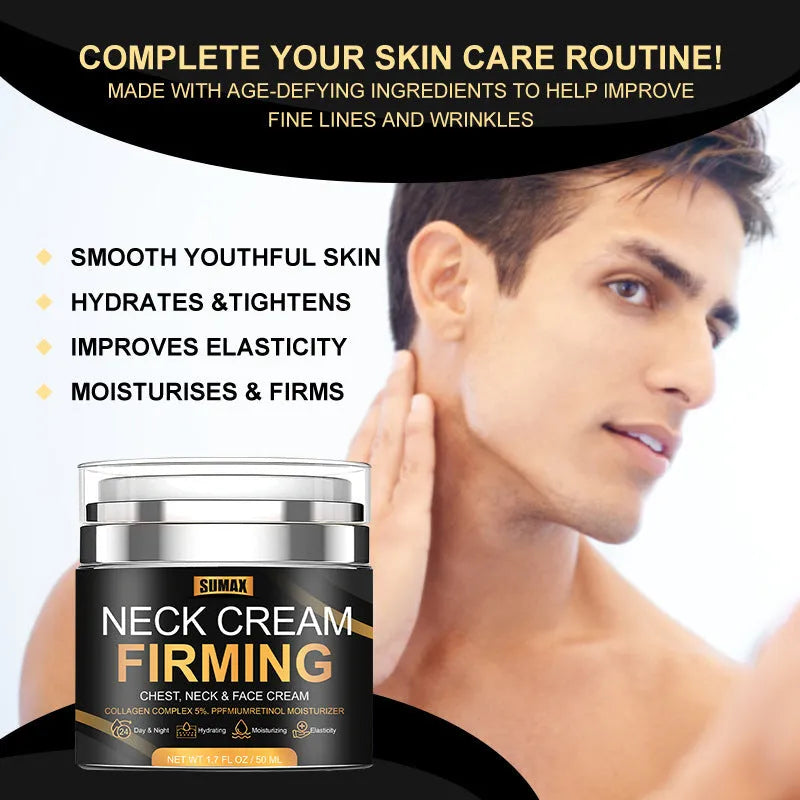Men's Push Body Care Neck Cream for reducing neck lines and wrinkles 50ml firming moisturising cream with glycerin and sodium hyaluronate universal skin type anti-ageing neck care product