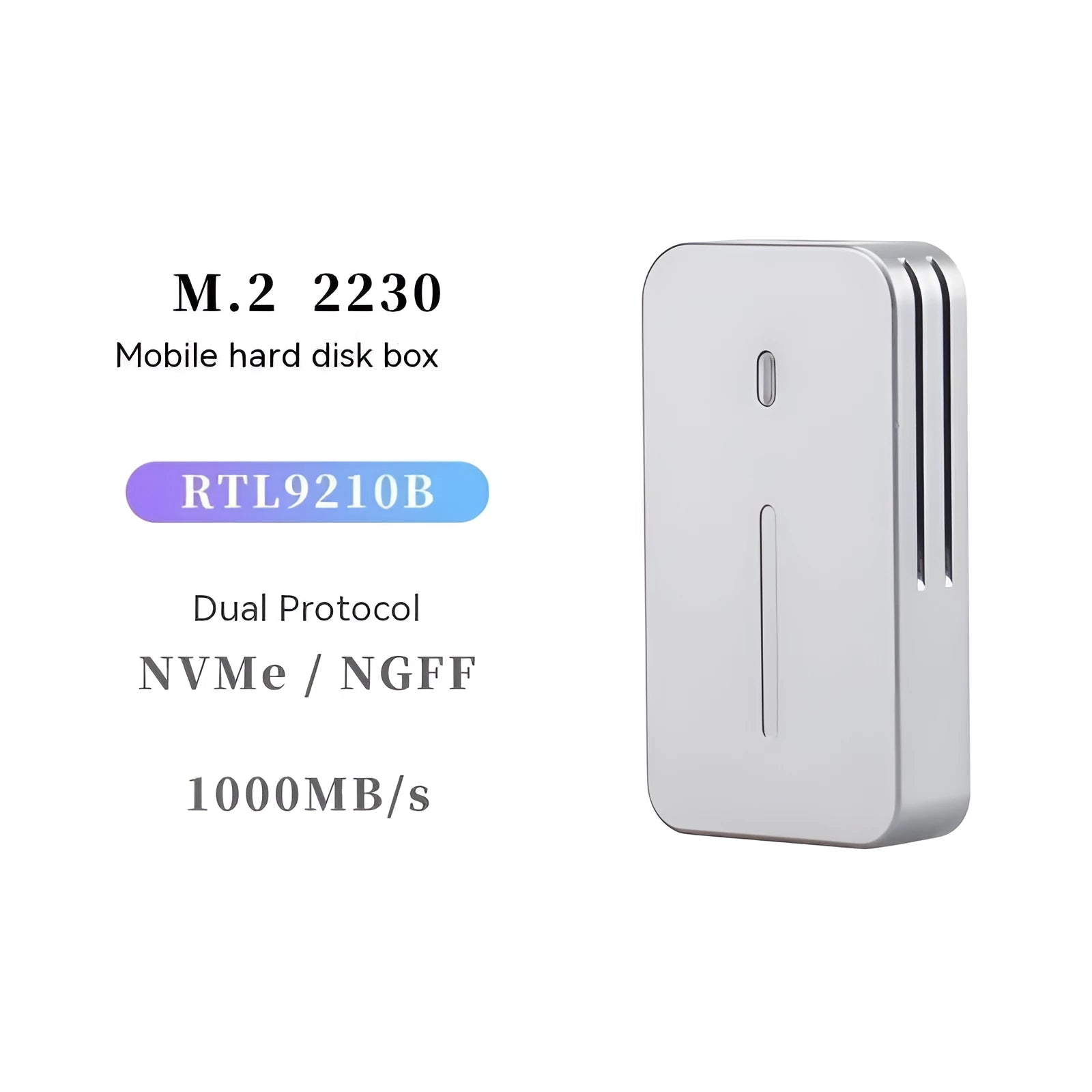 Aluminium M.2 SSD enclosure with USB-C connector for external storage expansion