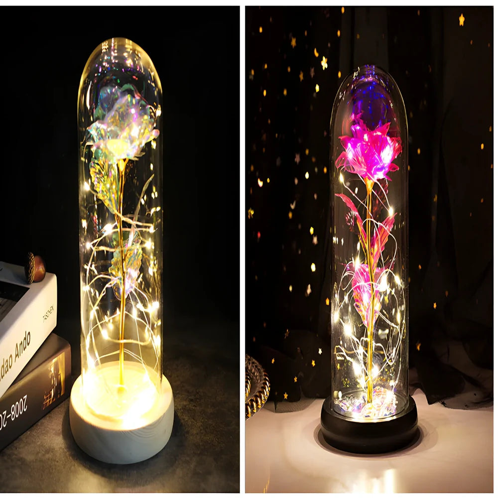 Little Prince Rose Glass Cover with 20cm diameter dome protecting plastic flower arrangement