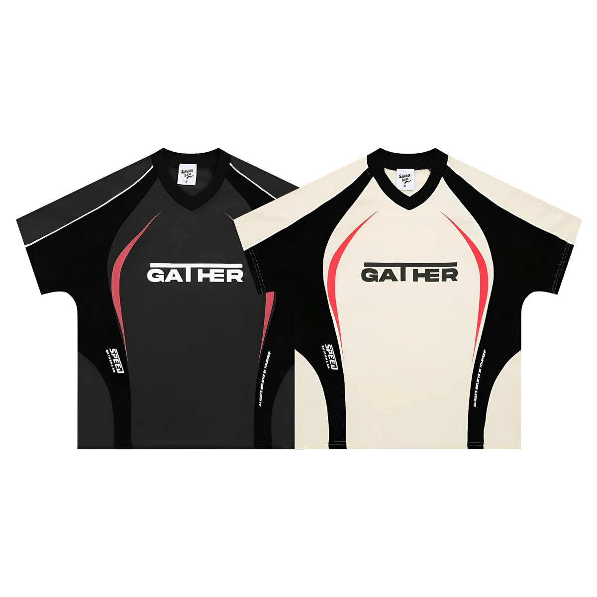 Men's loose black t-shirt with a colour matching letters print on the chest.