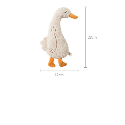 Cartoon fox and duckling pet chew toys made from teddy velvet fabric with sound paper components