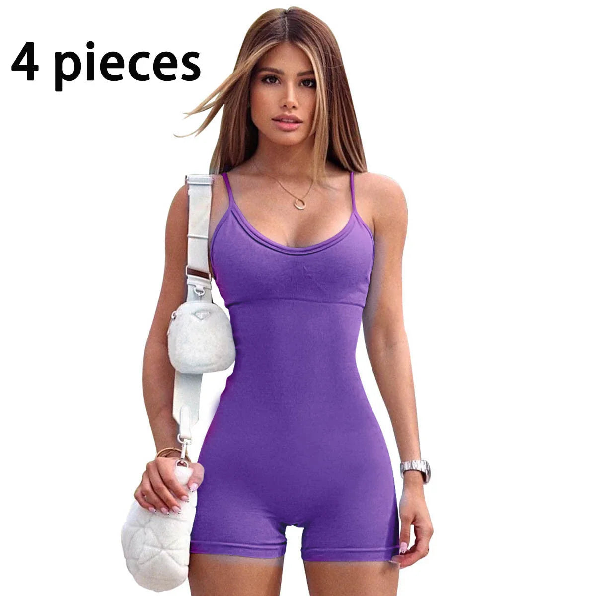 Stylish spaghetti strap workout jumpsuit for women in various vibrant colors