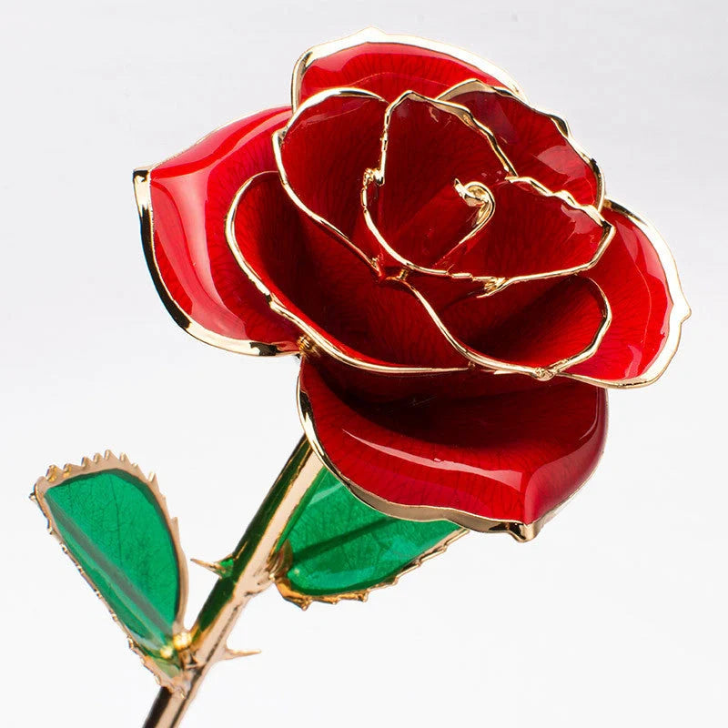 24K gold-plated rose flower in elegant gift box for Valentine's Day