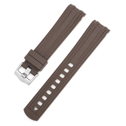 20mm wide genuine leather smartwatch strap in multiple colours with silver buckle.