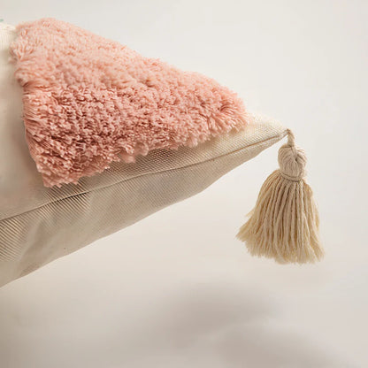 Tufted cotton sofa pillowcase 45x45cm in dark grey flower field print, showing textured loops and full coverage design