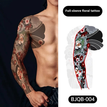 Retro traditional simulation flower arm body sticker sheet, 520mm x 370mm, transfer printing, BJQB pattern options
