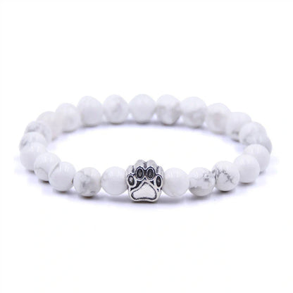 Natural Stone Dog Paw Bracelet with anti-fatigue benefits, perfect for dog lovers and wellness enthusiasts.
