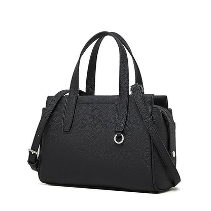 Genuine cowhide leather crossbody bag in a horizontal square shape with a single strap.
