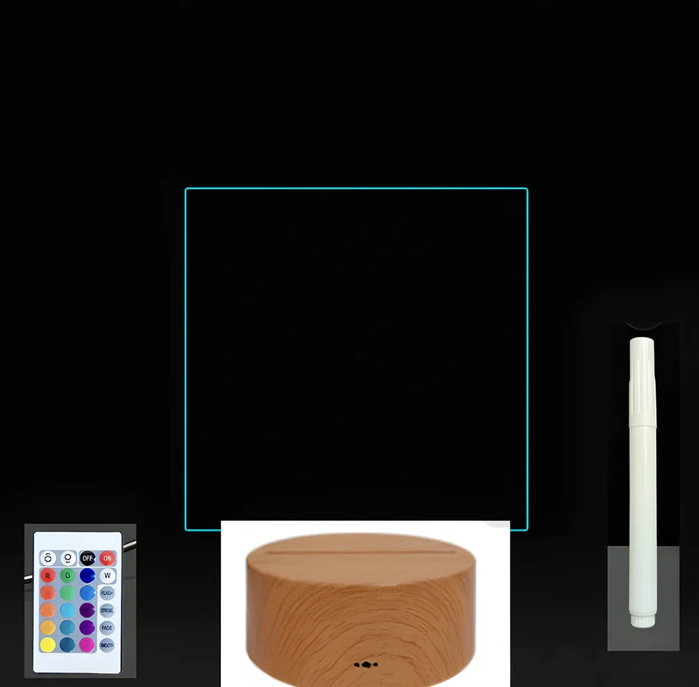 3D acrylic LED message board on black ABS base, 96cm x 40cm, with touch colourful lights and stylus
