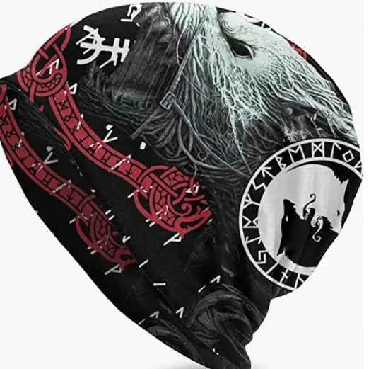 Viking totem wolf print double-layer elastic sleeve cap in various colours for hip hop street dance