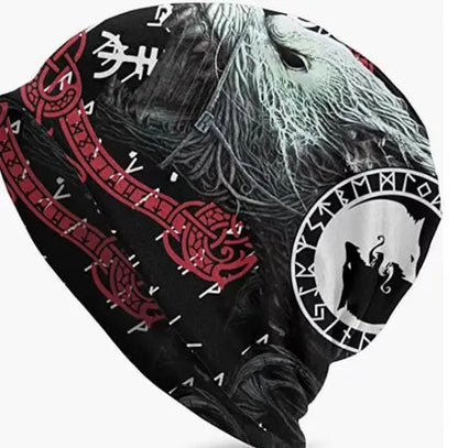 Viking totem wolf print double-layer elastic sleeve cap in various colours for hip hop street dance