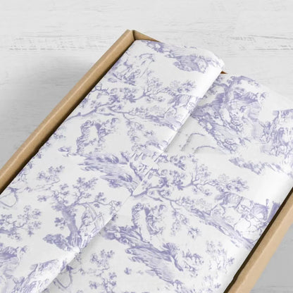 French Mg tissue paper in Pink Purple and Purplish Purple colours measuring 50x70cm with retro style design
