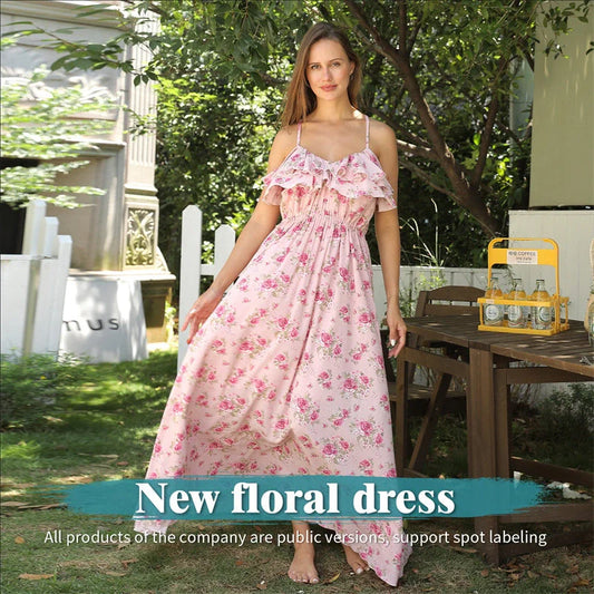 Stylish women's printed polyester dress in vibrant green