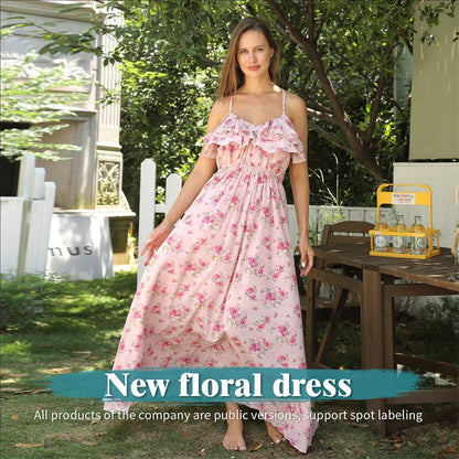 Elegant printed dresses in white colour, featuring various floral and geometric patterns, suitable for British women's fashion