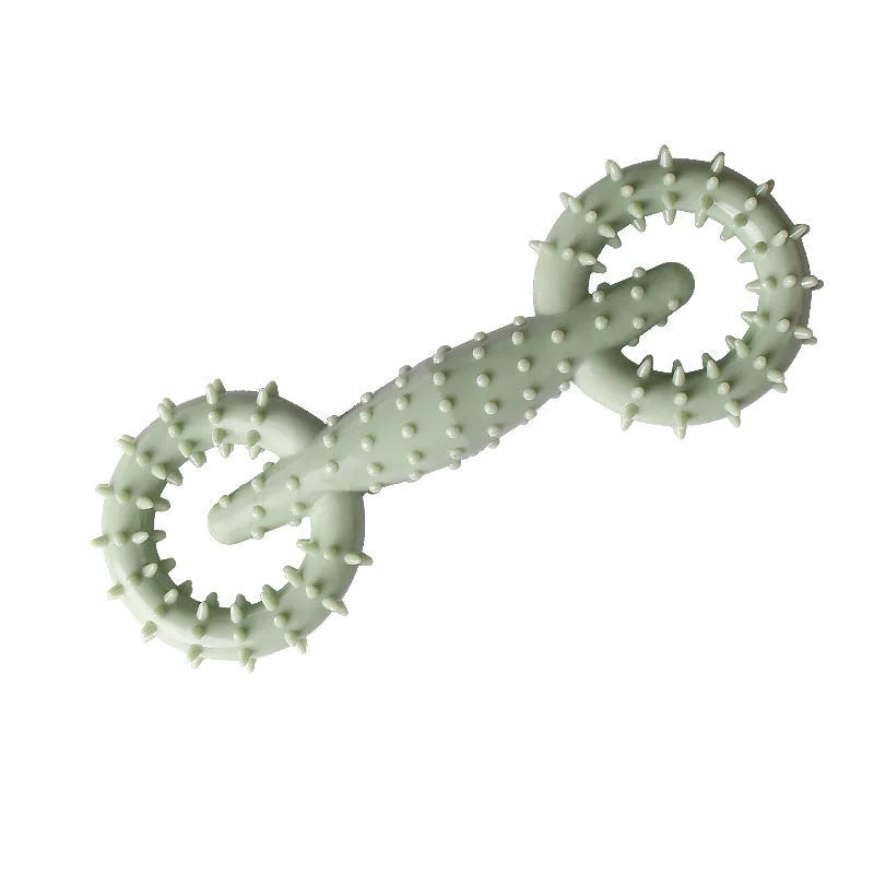 Blue TPR dog chew toy featuring a ring and a chew stick for puppy teething