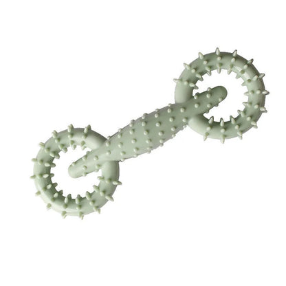 Blue TPR dog chew toy featuring a ring and a chew stick for puppy teething