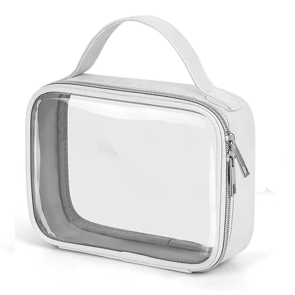 Transparent PVC lipstick storage bag with detachable chain showing 7.85-inch dimensions