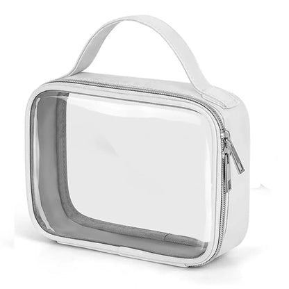 Transparent PVC lipstick storage bag with detachable chain showing 7.85-inch dimensions