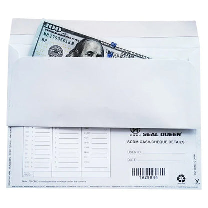 Blue confidential security envelope with self-adhesive closure, 105mm by 240mm size