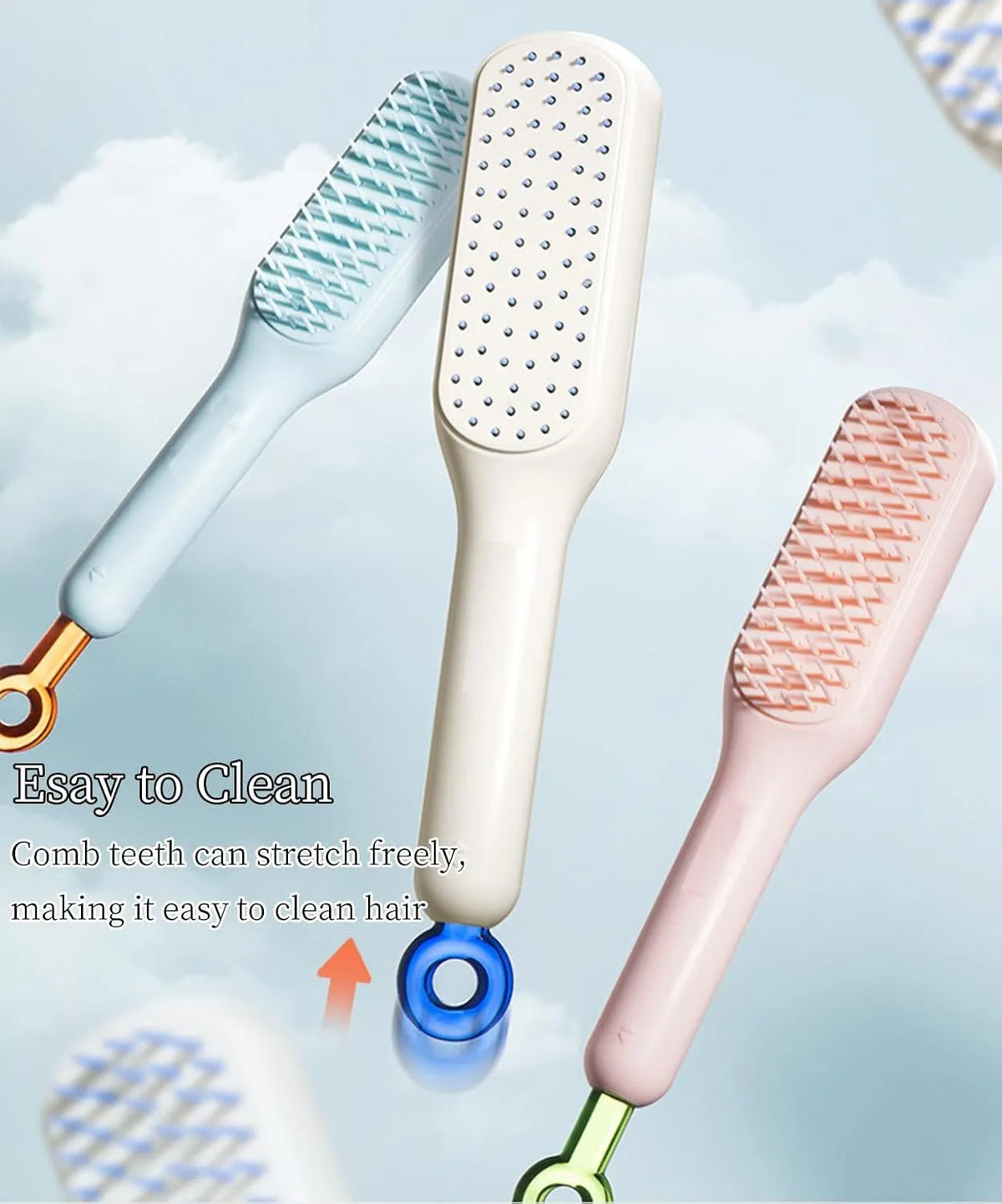 Dual-sided small dog grooming brush showing pin brush and soft bristle brush sides, in blue colour.