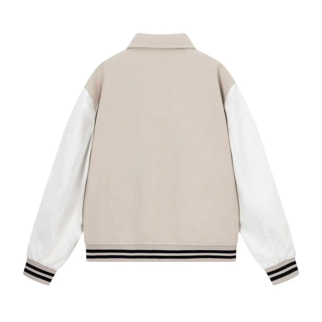 Bone embroidered wool blend jacket in apricot colour with autumn winter floral stickers