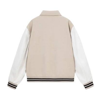 Bone embroidered wool blend jacket in apricot colour with autumn winter floral stickers