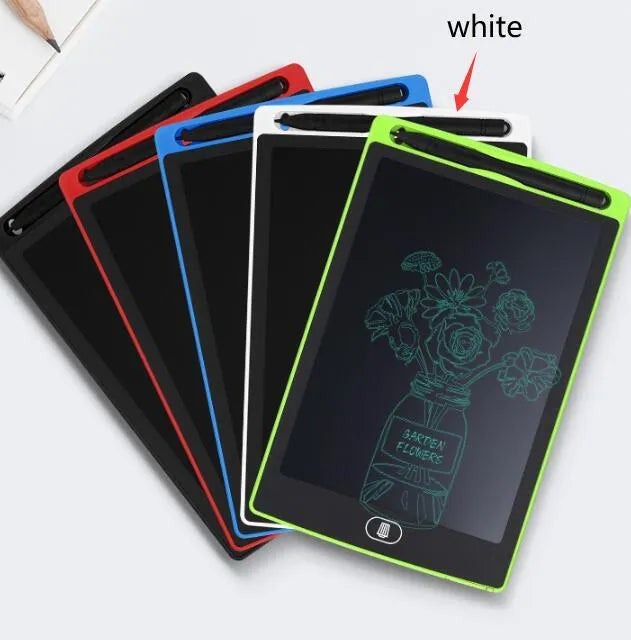 Children's electronic writing board drawing tablet in black white red green colours for teenagers
