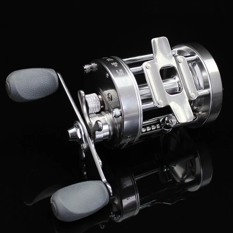 CL-60 metal double brake drum fishing reel in gun colour, gold or blue, 510g copper aluminium alloy, left or right hand