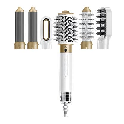 6-in-1 hot air styling comb with leather storage case for curling and straightening hair