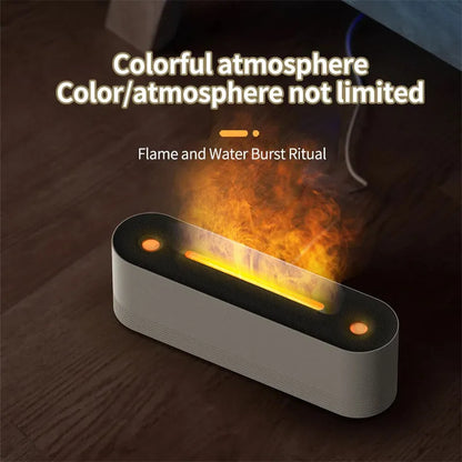 Black and white ultrasonic flame air humidifier and aroma diffuser with LED lights and 0.5L tank