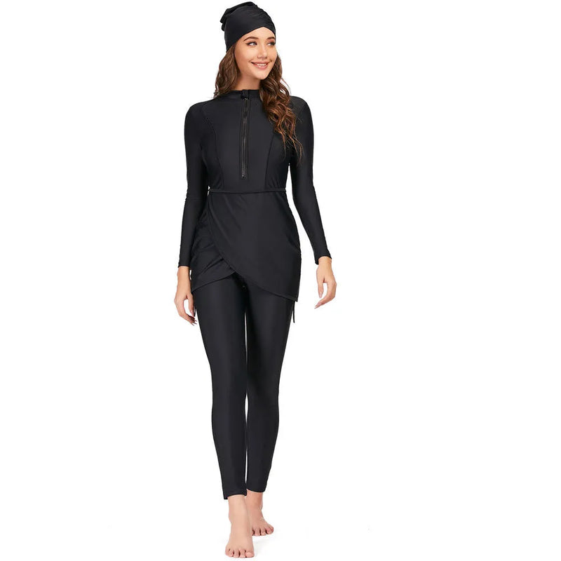 Muslim swimsuit for ladies conservative full coverage modesty swimwear quick-drying black briefs bikini boxer shorts triangle skirt surfing swimsuit available in sizes S M L XL 2XL 3XL 4XL with lining