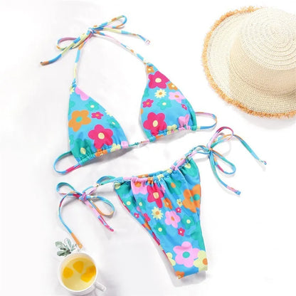 Women's polka dot print split bikini swimsuit set in multiple colour options