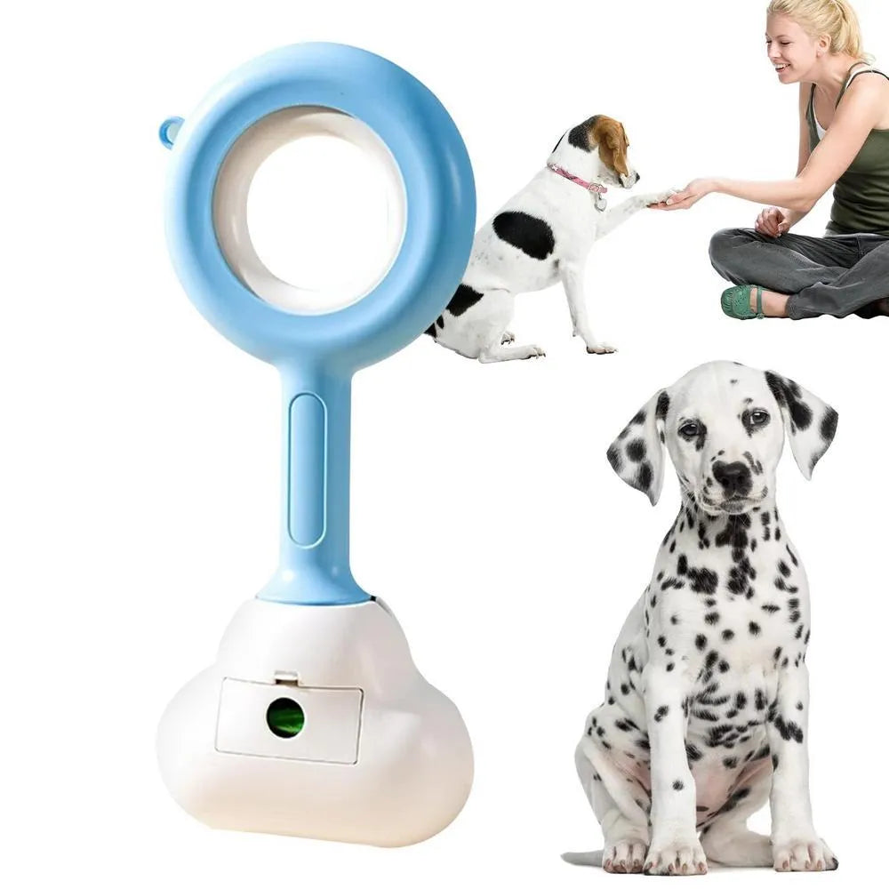 White blue dog pooper scooper with cloud-shaped jaw and ABS plastic construction