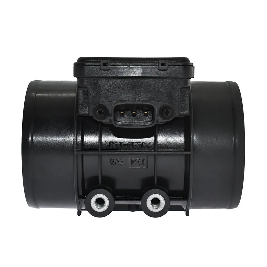 Black plastic automotive air flow meter with standard specifications for engine management