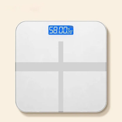 Household human body weighing scale in Cross Ice Crystal White colour with 26x26 cm platform and multiple power options