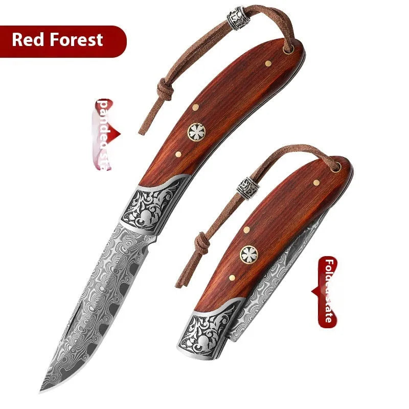 VG10 stainless steel folding portable outdoor knife showing folding mechanism
