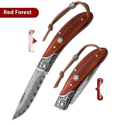 VG10 stainless steel folding portable outdoor knife showing folding mechanism