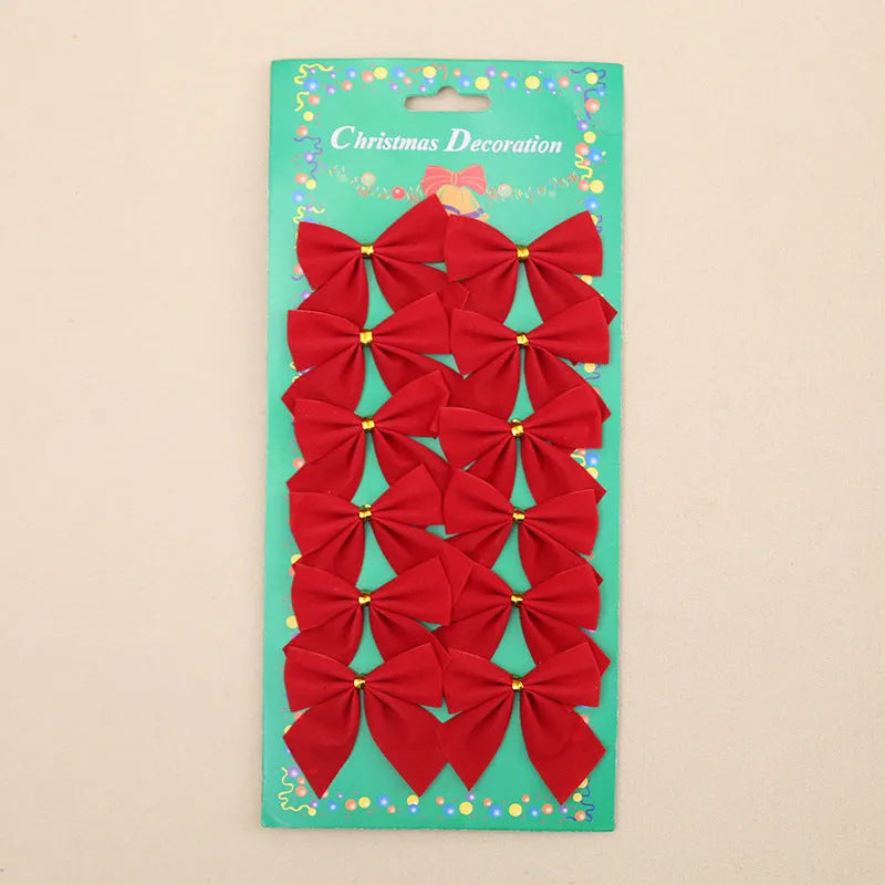 5 cm polyester Christmas decoration bow in gold, red, silver, and red gold colour options