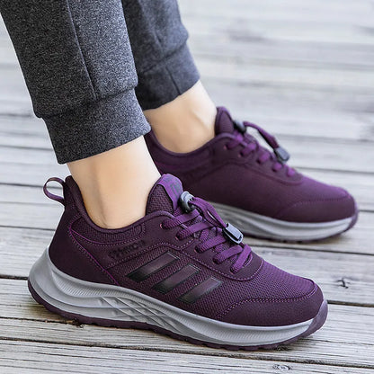 Unisex slip-on casual shoes with mesh upper and elastic band in various colours.