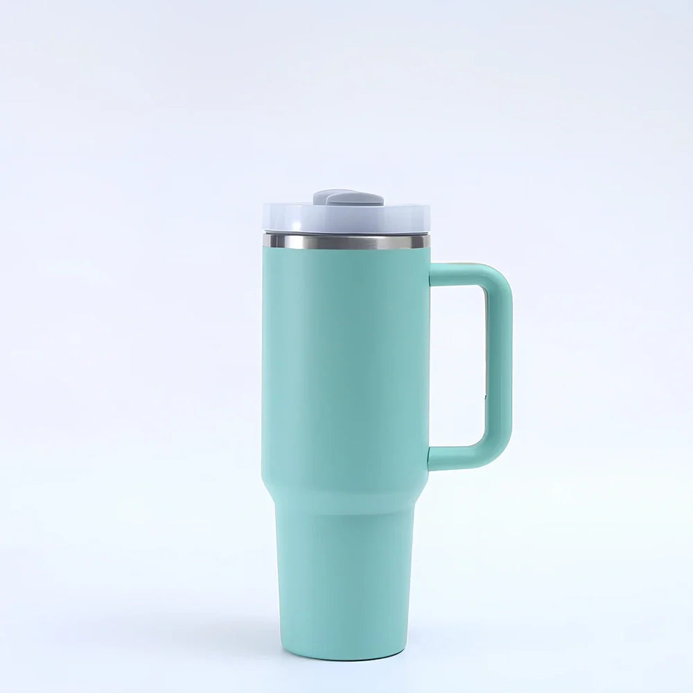 304 stainless steel vacuum cup with double-wall insulation showing 40oz capacity and 26cm height dimensions