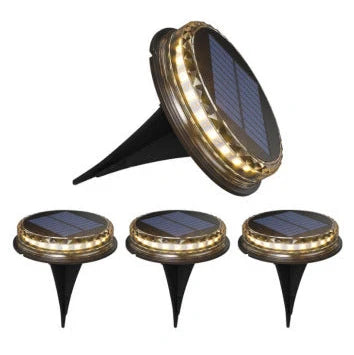 Square solar buried light with solar panel, 121mm dimensions, installed flush with ground surface