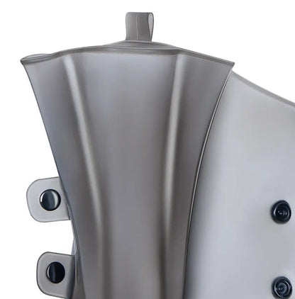 White high-top PVC waterproof shoe cover for women, shown on a foot.
