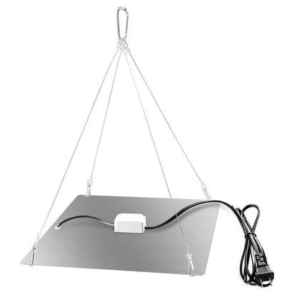 Aluminium LED plant grow light with hook for indoor fruits and vegetables, showing UK plug.