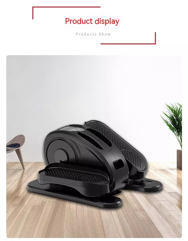 Compact electric elliptical trainer for home use in black, silver, or orange