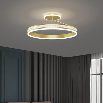 Modern circular ceiling light with iron body and PMMA lampshade in black finish