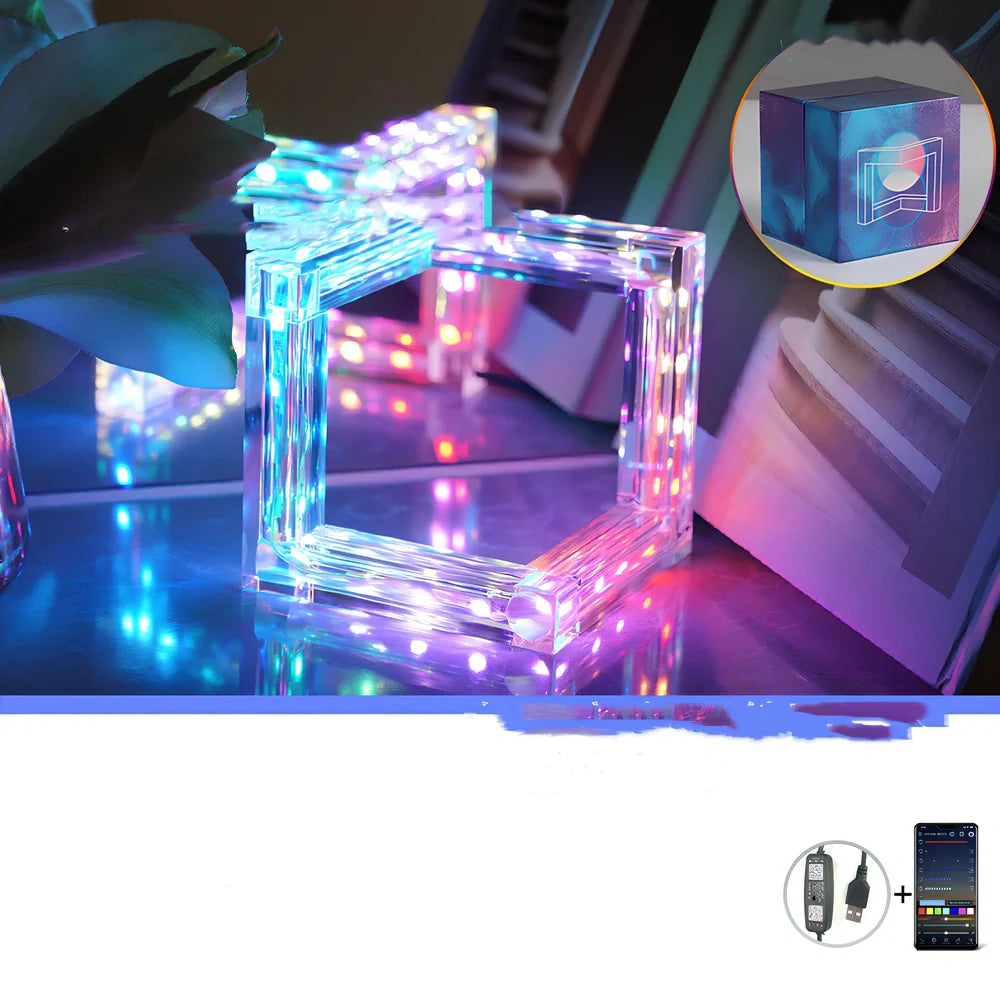 Acrylic Bluetooth desk lamp with compact 12cm design and intelligent lighting control featuring six light modes